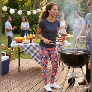 NWT TC Red Hearts White Floral Navy Blue CP USA or Protest Leggings